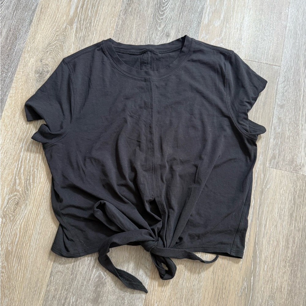 Lululemon Black Tie-Front Short Sleeve Top